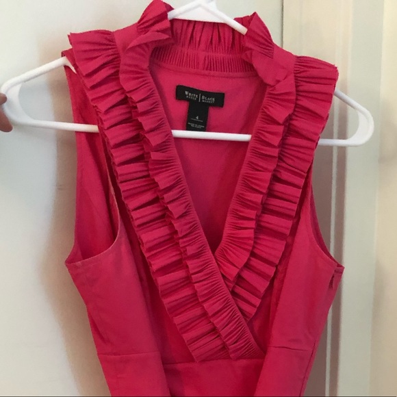 White House Black Market Pink Dress Ruffled Collar - Picture 10 of 12